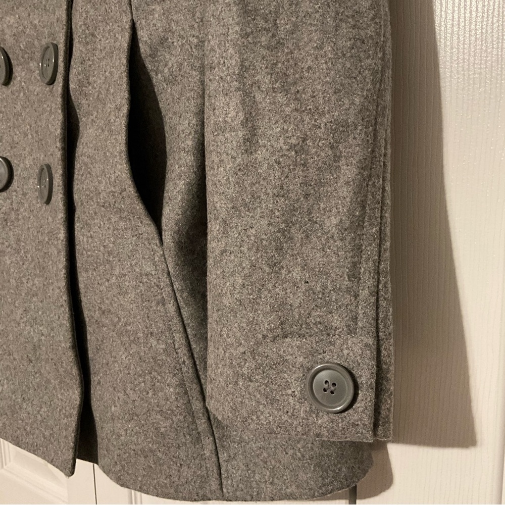 Sz 4 NY&Co. Grey Coat New York & Co. Wool-Blend Pea Coat Gray - Picture 5 of 12